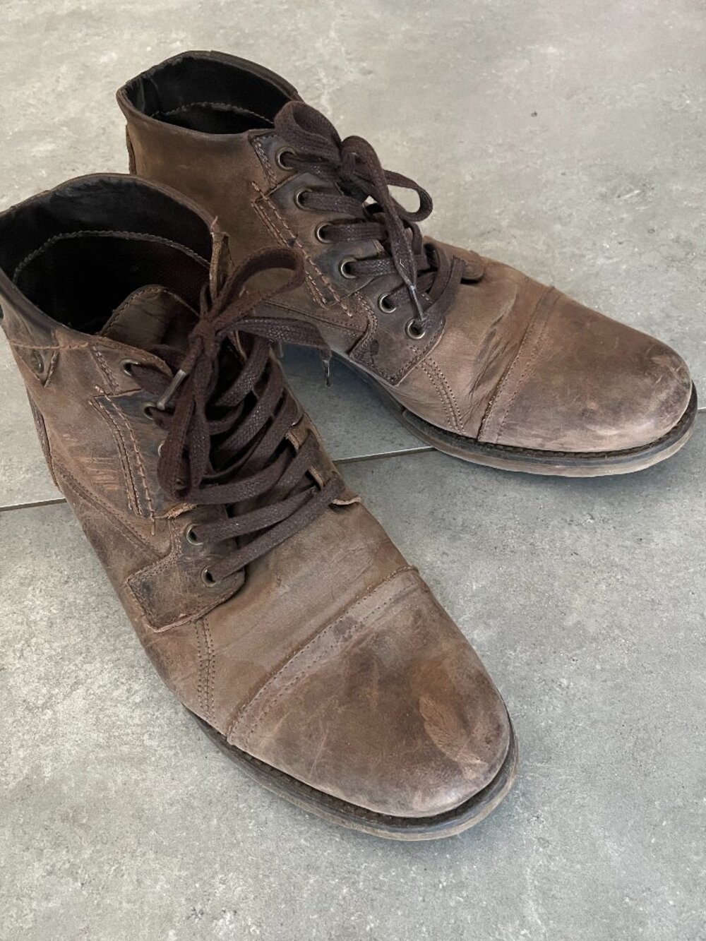 Bull Boxer Brosus Ankle Boots Mens 10 Brown Leather Lace Up Cap Toe Distressed